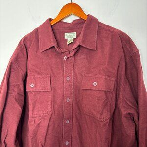 LL Bean Chamois Flannel Button Shirt Mens XXL Heavy Flannel Maroon Outdoor